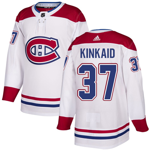 Adidas Montreal Canadiens 37 Keith Kinkaid White Road Authentic Stitched Youth NHL Jersey